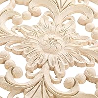 Vista 5 de MUXSAM Apliques decorativos de madera, 2 piezas redondas de madera, calcomanías talladas sin pintar, decoración central para el hogar, armario