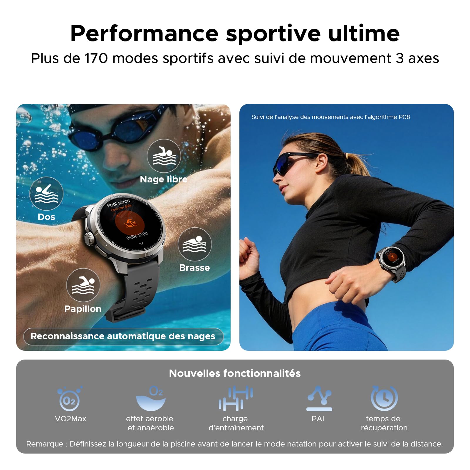 Anymoving M1 Pro Montre Connectée Homme, Écran AMOLED 1,5", GPS Double Bande, 170+ Modes Sportifs, Autonomie 15 Jours, Assistant Vocal IA, Étanche 5ATM, Montre Sport pour l'Extérieur