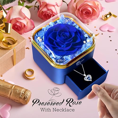 Miniatura 2 de Regalos para el día de la madre, rosa eterna con collar, regalos para mujeres, madre, abuela, esposa y novia, regalo de cumpleaños, boda, regalo de