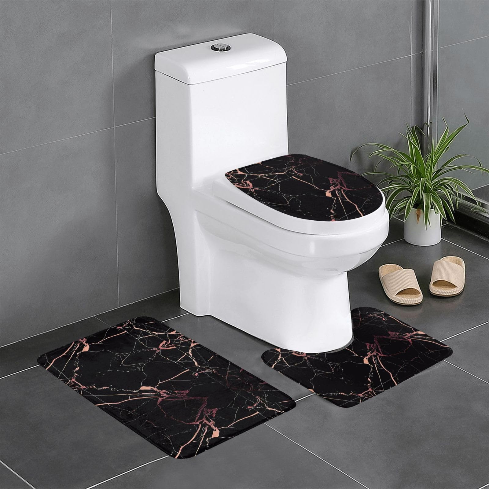Tapis de salle de bain antidérapants et durables motif marbre
