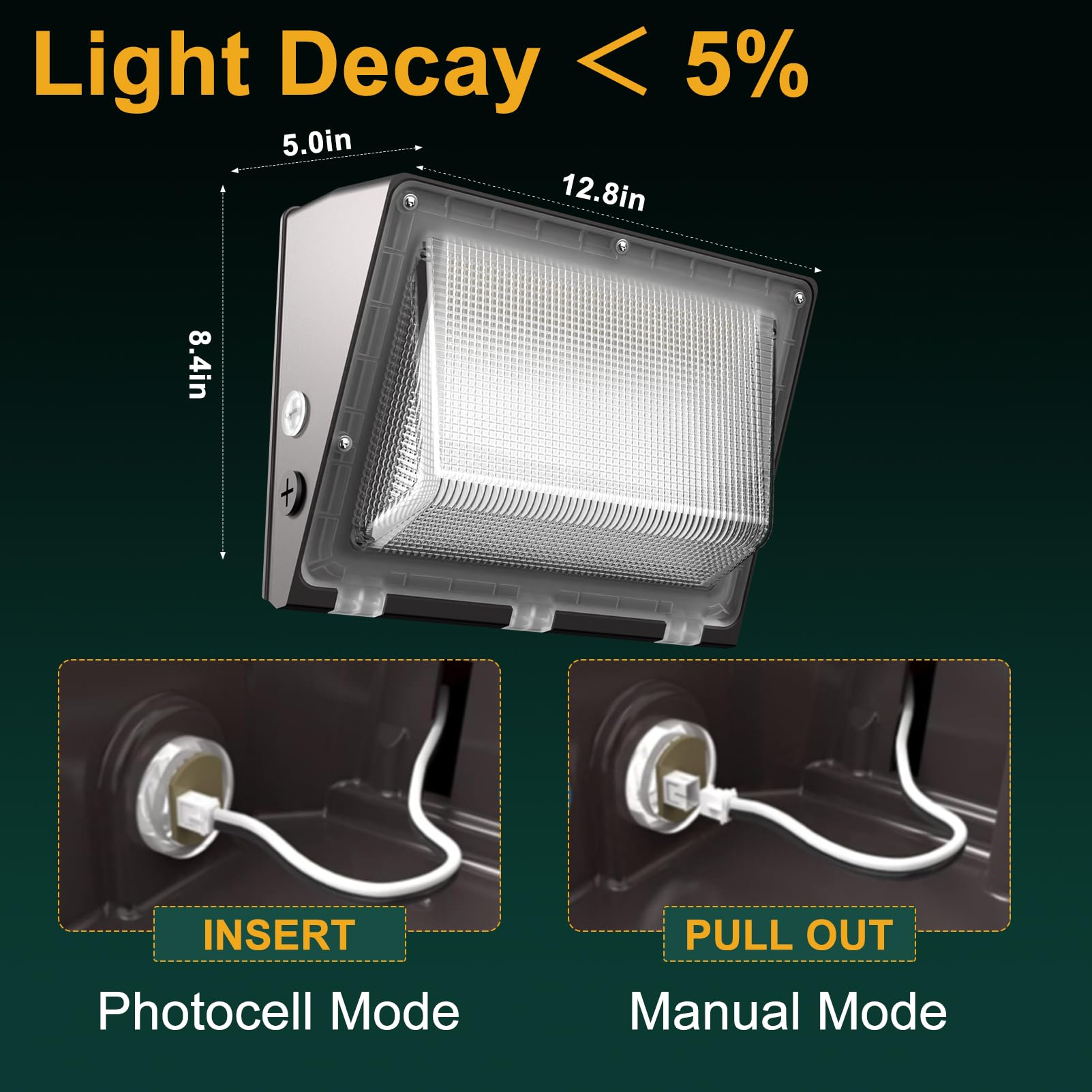 Oświetlenie ścienne LED 200 W, 100-277 V od zmierzchu do świtu z fotokomórką, 30000 lm 5000 K światło dzienne IP65 wodoodporne zewnętrzne oświetlenie zewnętrzne, oszczędność energii, ETL | 5