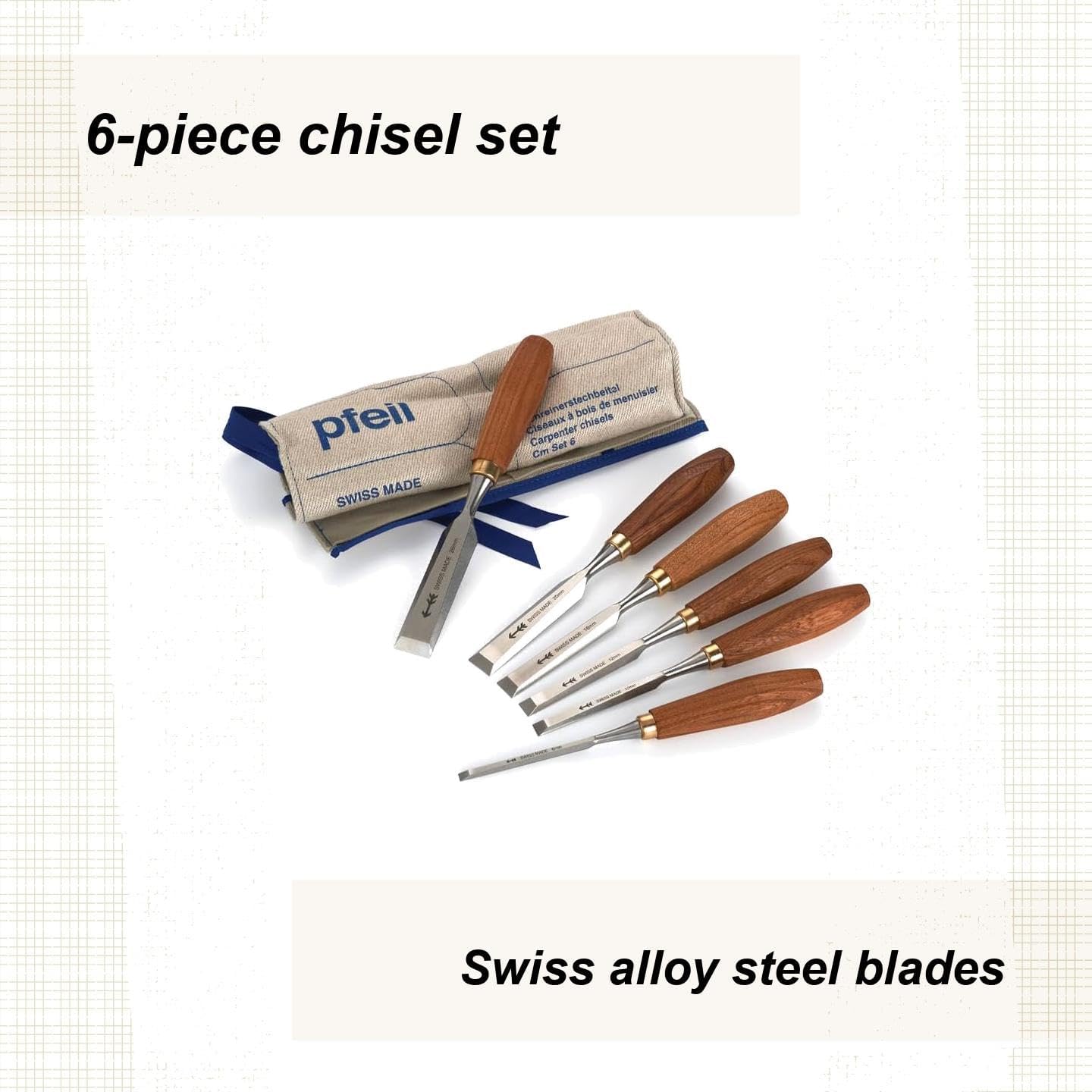 pfeil Beveled Edge Chisel Set, 6 Pieces