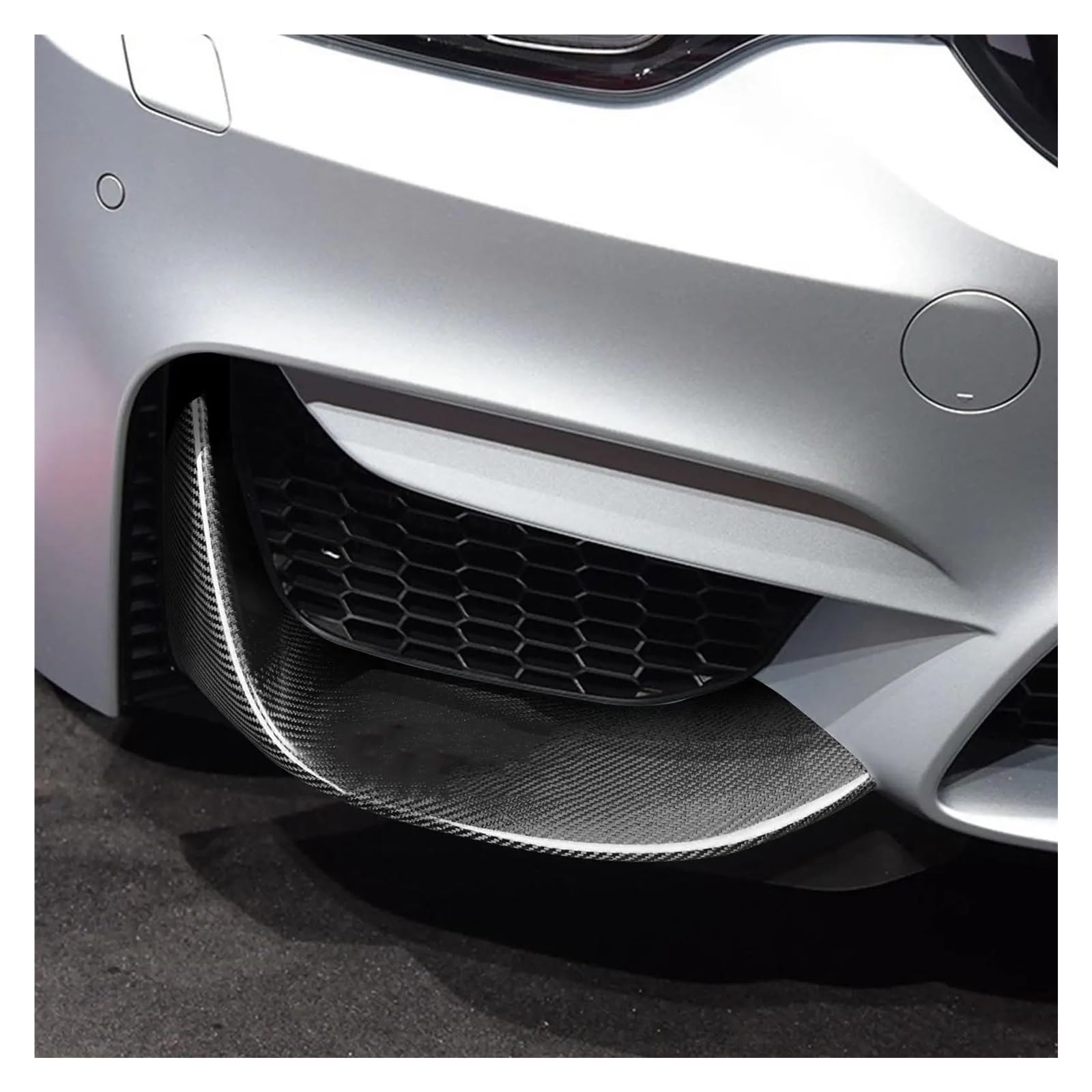 Compatible con BMW F80 M3 F82 F83 M4 2015-2020 Cubiertas de Vlance de Esquina de Parachoques Trasero de Fibra de Carbono Real(Front)