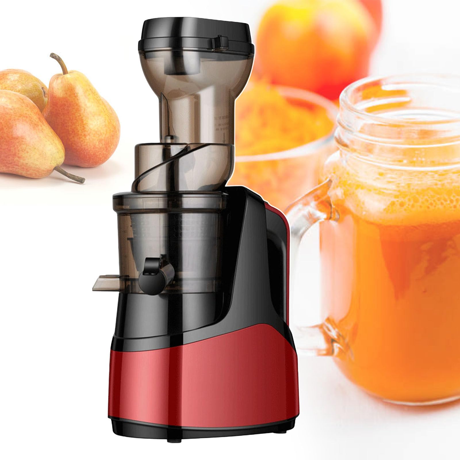 Automatyczna Wyciskarka Wolnoobrotowa, Wyciskarka Wolnoobrotowa O Mocy 150 W Z Kubkami Na Sok I Miąższ O Pojemności 1000 Ml, Dużym Otworem Zasypowym Do Owoców/Warzyw