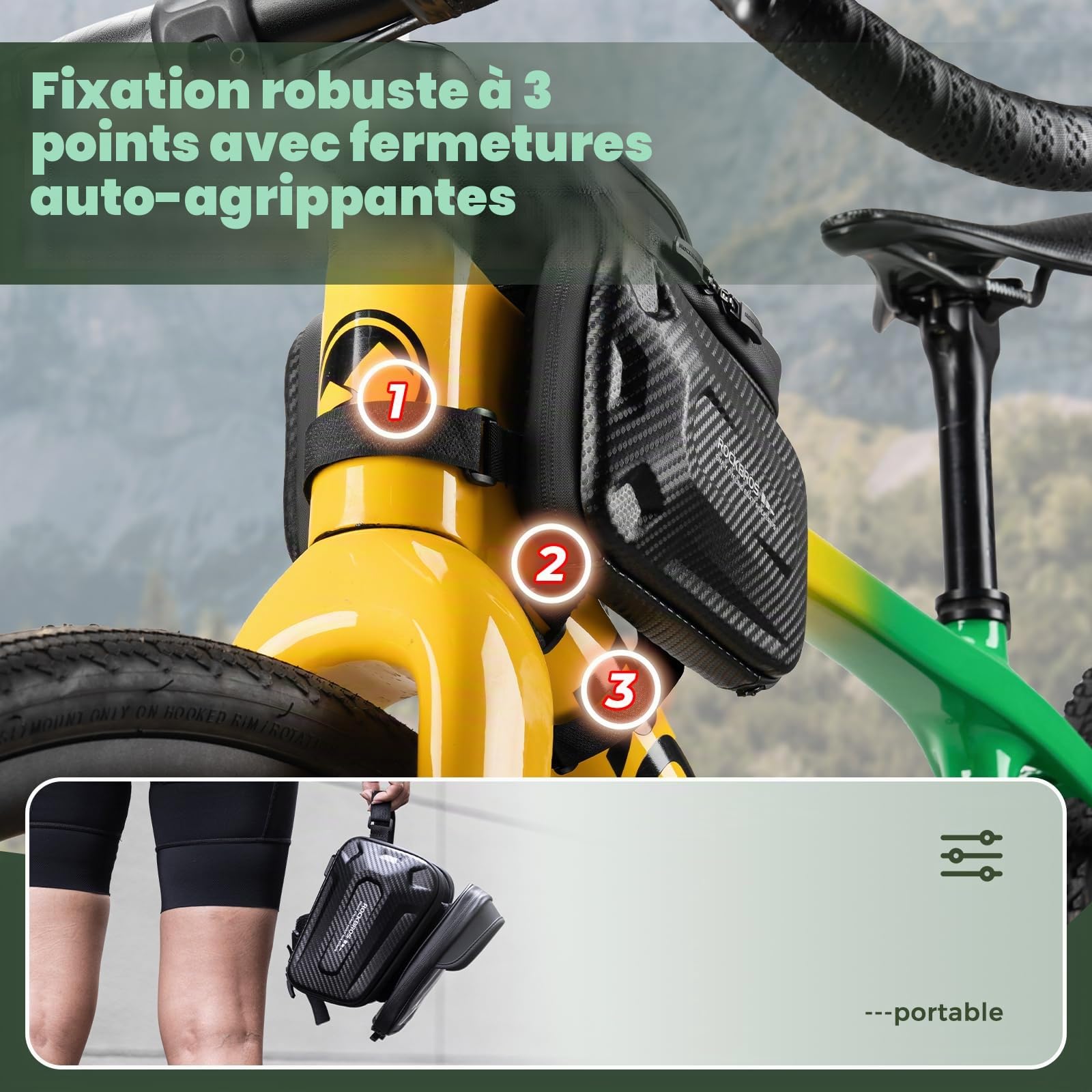 ROCKBROS Sacoche Cadre Vélo avec Support Pare-Soleil Support Téléphone Vélo Amovible Écran Tactile Sensible Sacoche Tube Supérieur pour Cyclisme VTT Smartphone 1,3 L