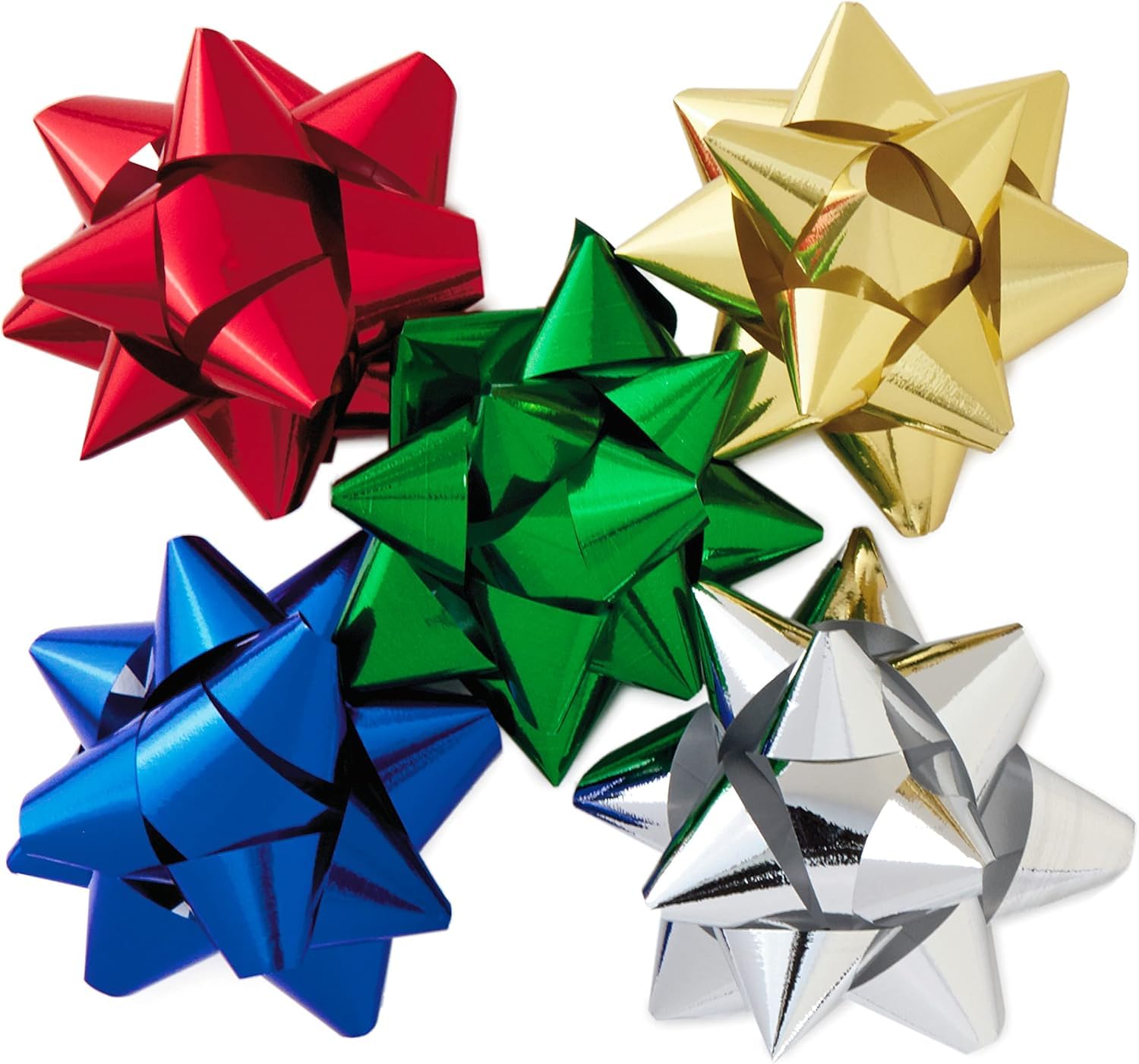 50 szt. 5 cm świąteczne metaliczne kokardki prezentowe do pakowania prezentów dekoracyjna gwiazda kokarda świąteczna folia złota srebrna niebieska czerwona zielona