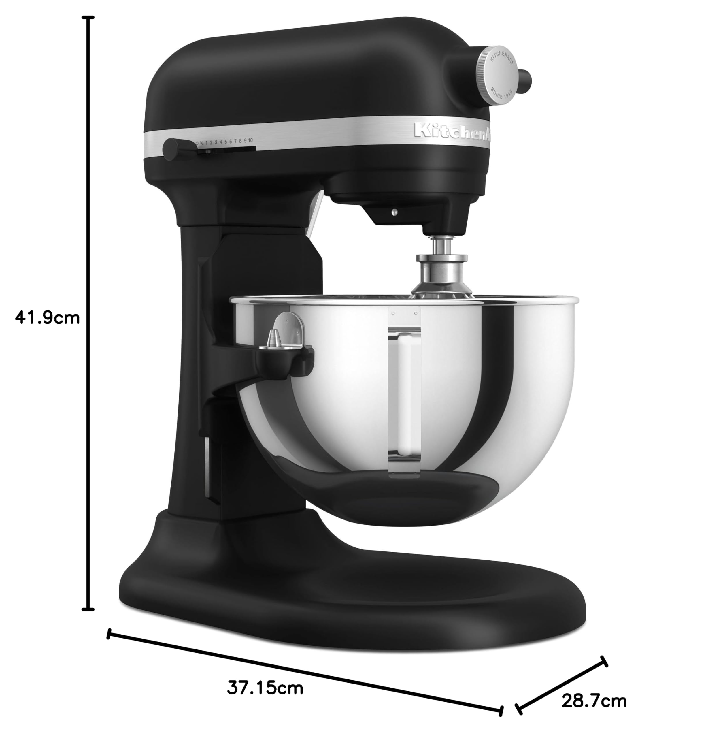 KitchenAid Robot Pâtissier Heavy Duty 5.2L, Corps & Engrenages Tout Métal, 11 Vitesses, Flex Edge, 67 Points de Contact, Noir Mat
