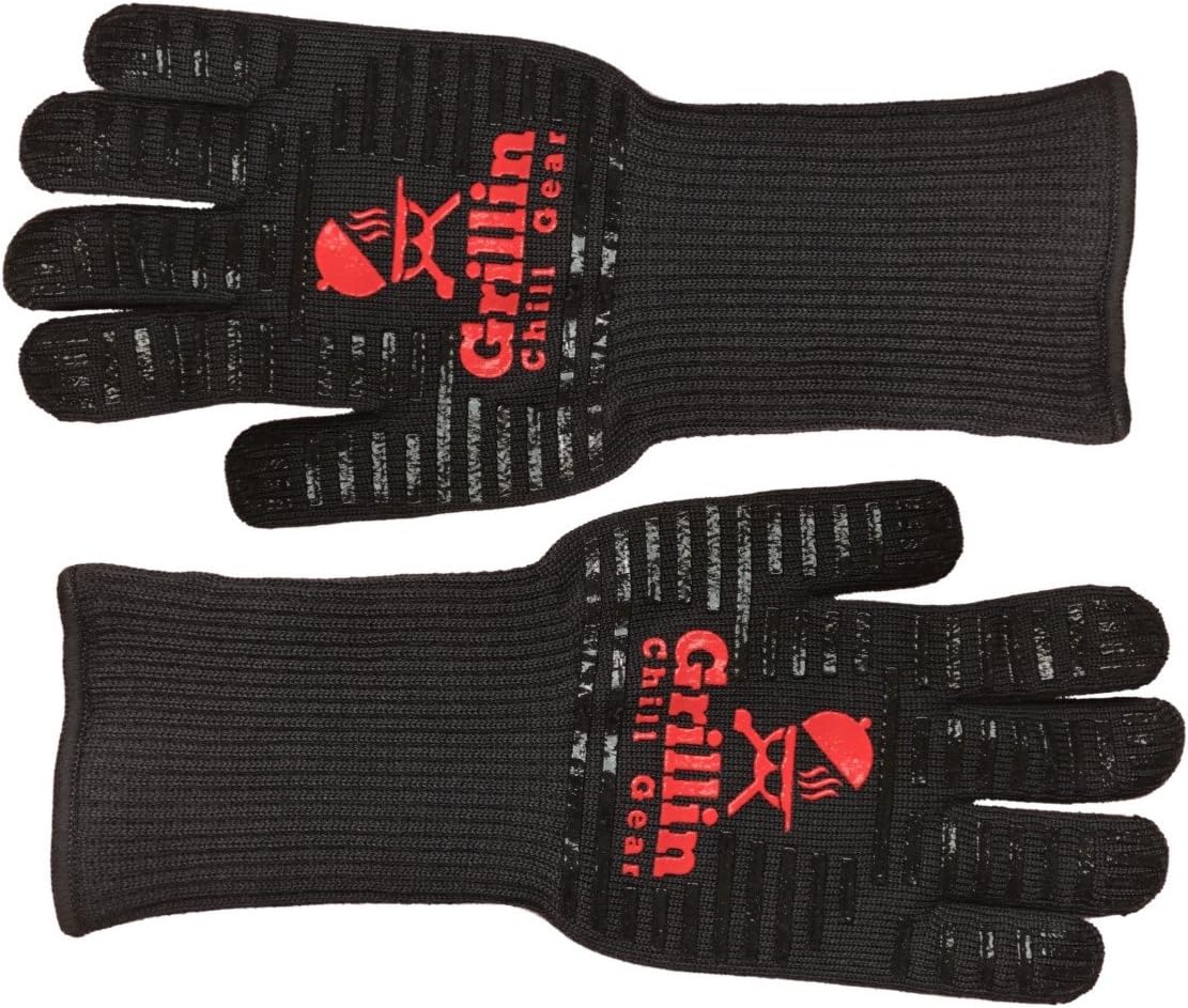 BBQ Grilling Gloves by Grill n Chill - 932°F Extreme Heat Resistant Grill Gloves for Cooking, Oven, Barbecue - Longest (15 inches) for Best Fire Protection : Patio, Lawn & Garden