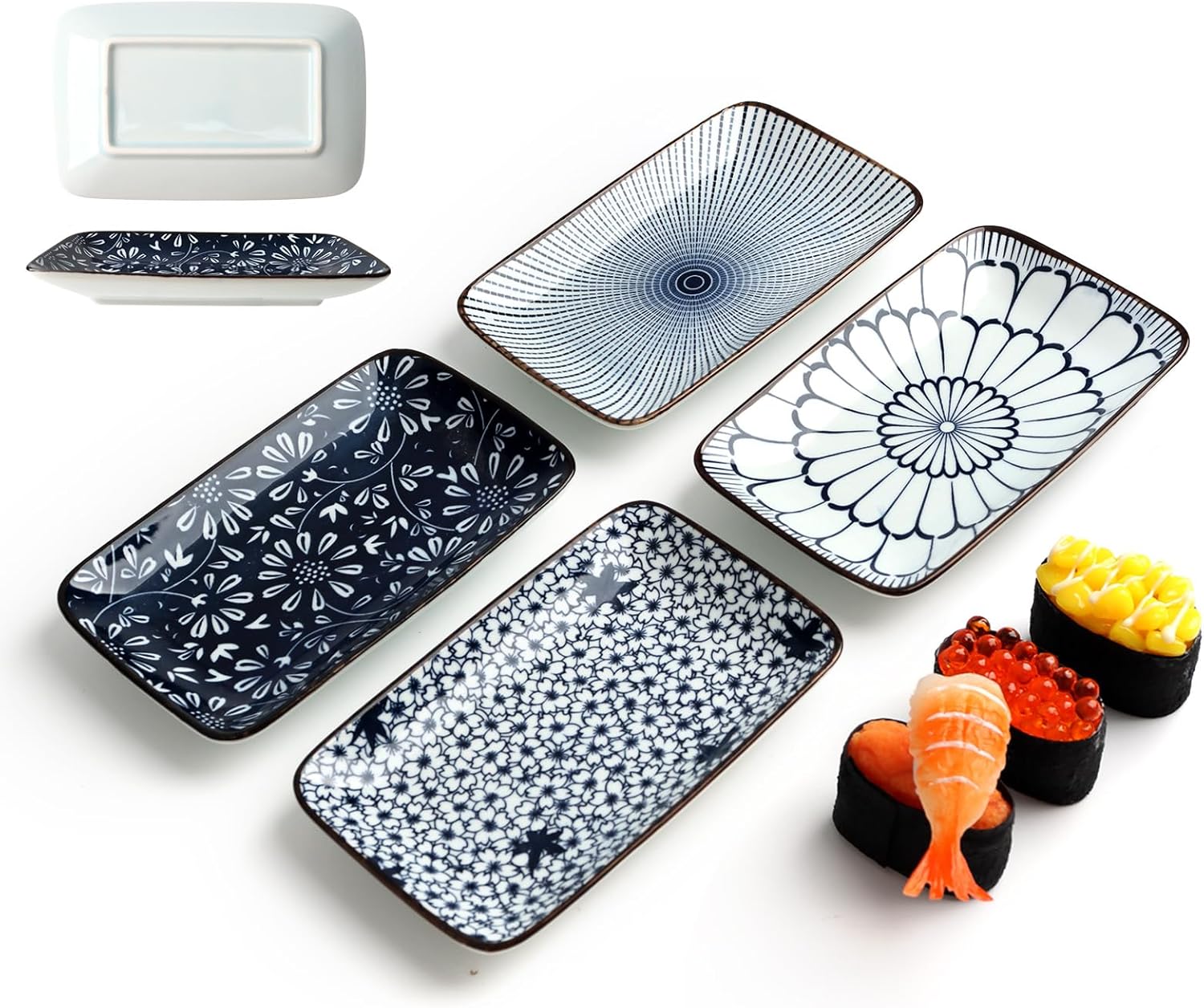 Set de 4 Platos Rectangulares de Cerámica 3.6 pulgadas para Sushi