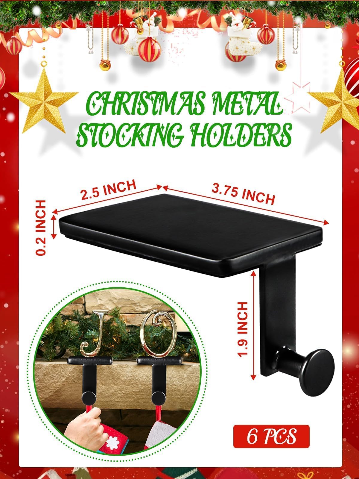 Lot De 5 Supports De Chaussettes De Noël Pour Cheminée