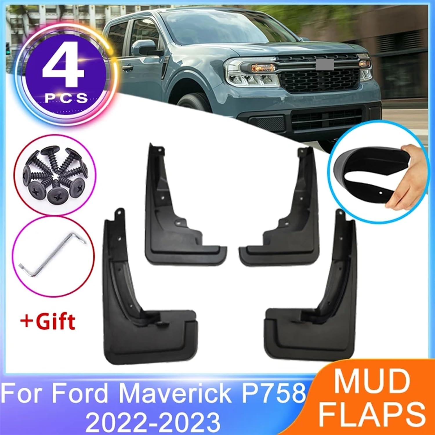 Mudguards For fords Maverick P758 2022 2023 4PCS Front Rear Flap Wheel Protector MudFlaps Upgrade Splash fenders Car-styling