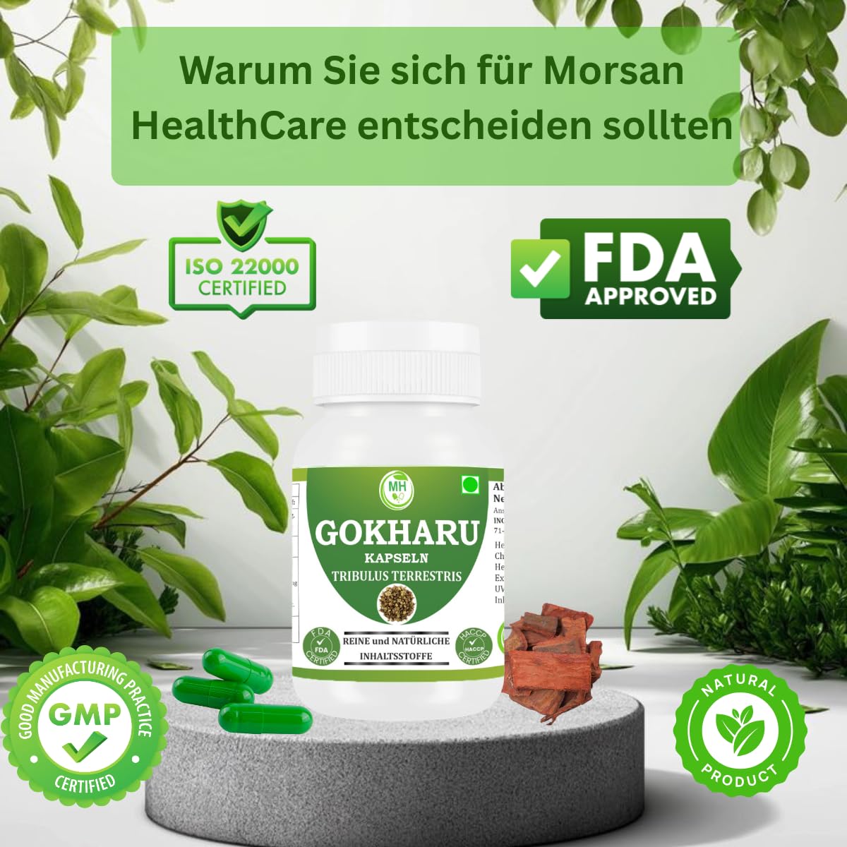 Gokharu Kapseln 500 mg | Tribulus Terrestris 10:1 Extrakt | Unterstützt Immunsystem und Leistungsfähigkeit | Bio und natürlich | 240 vegetarische Kapseln (4 Packung)