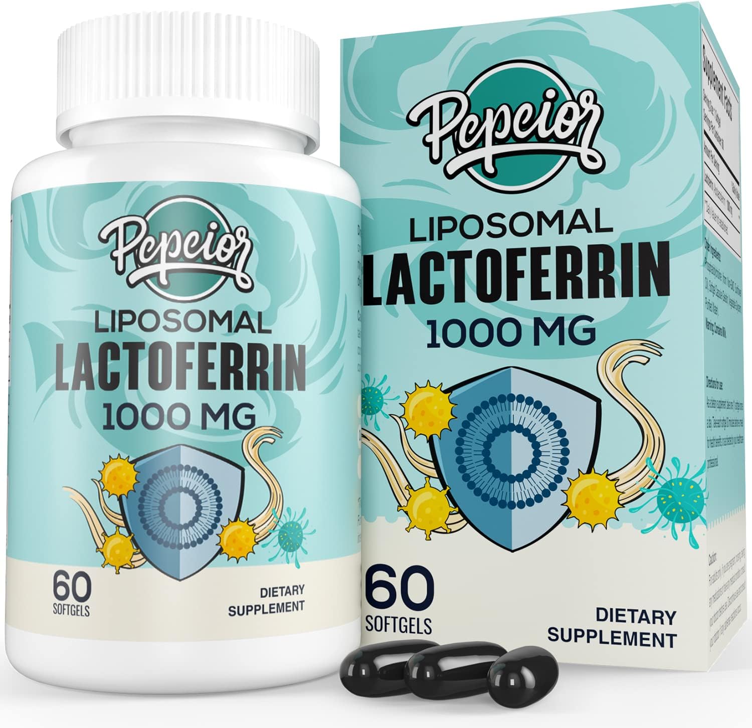 Liposomal Bovine Lactoferrin 1000 mg - Higher Absorption - for Iron Absorption & Immune Function Lactoferrin Supplements for Adults, 60 Softgels