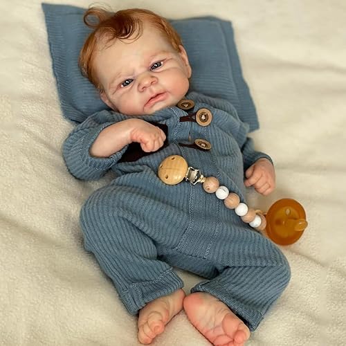 ROSHUAN Reborn Boy Baby Doll 18 Inch Baby Doll Reborn Baby Dolls Real Life Baby Dolls Soft Vinyl Silicone Realistic Newborn Baby Dolls Rooted Hair