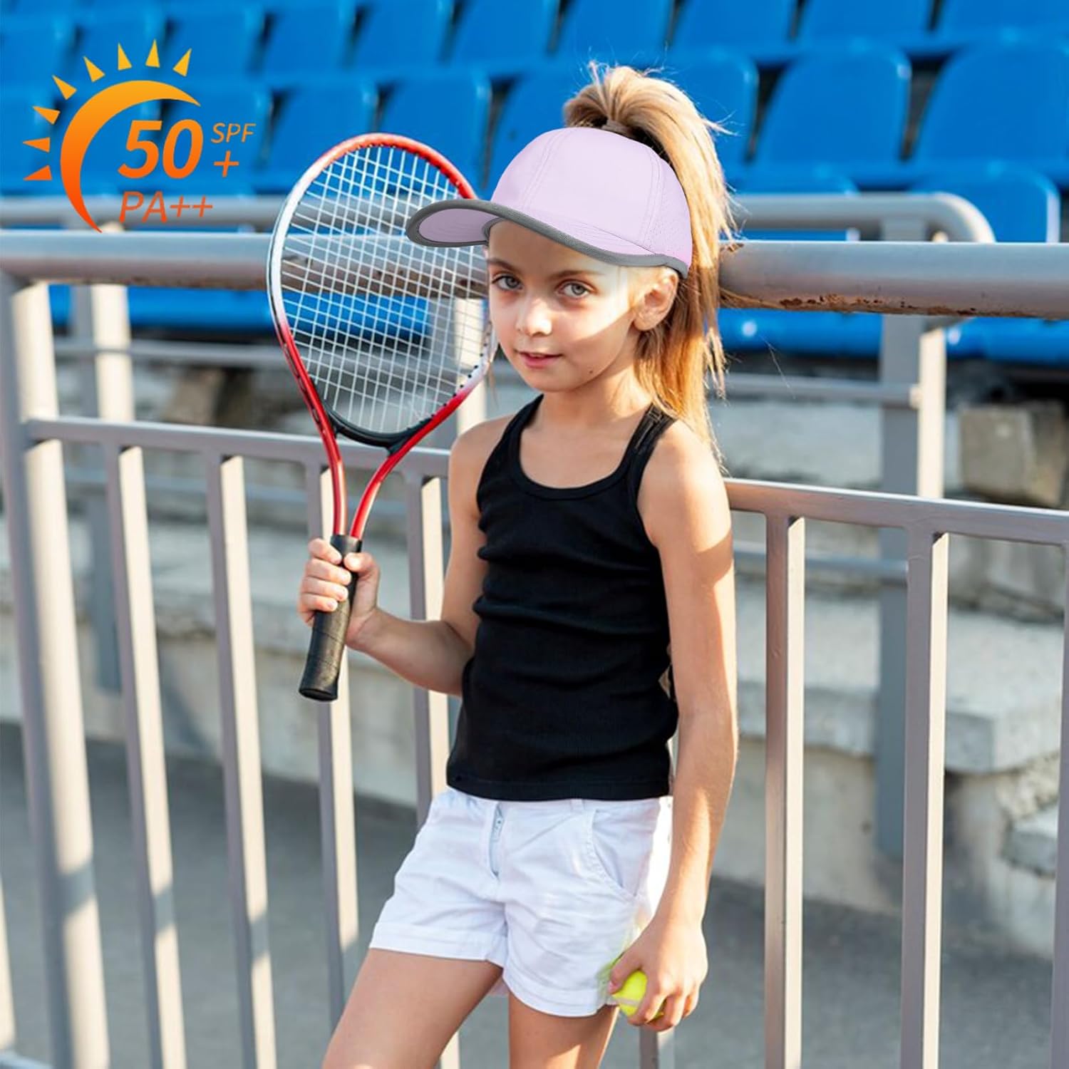 Girls Criss Cross Ponytail Baseball Cap Reflective Quick Dry Hat Kids Cooling Mesh Outdoor Sports Hat for Age 3-12 - Image 4