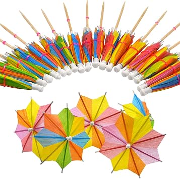 50 PCS Colorful Paper Umbrellas, Cocktail Parasol Picks, Cupcake Toppers Picks