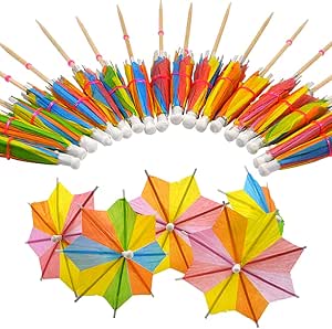 Bilipala 50 PCS Colorful Paper Umbrellas, Cocktail Parasol Picks, Cupcake Toppers Picks