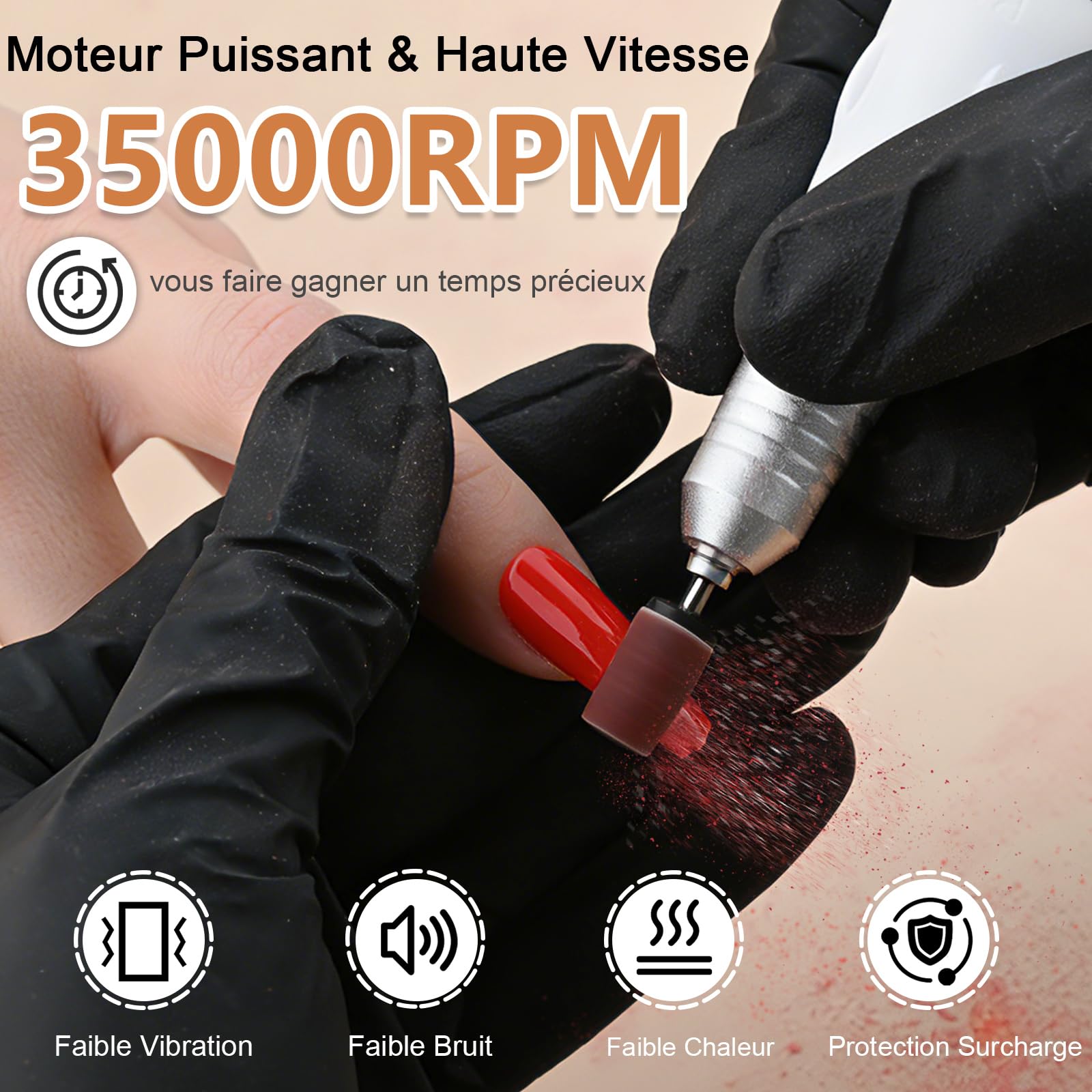 Ponceuse pour Ongles Professionnel 35000 RPM, Ponceuse Ongles avec Écran Tactile LCD & Support, Lime a Ongle Electrique, Kit Manucure Pédicure pour Salon/Maison, Acryliques et Gel, Blanc