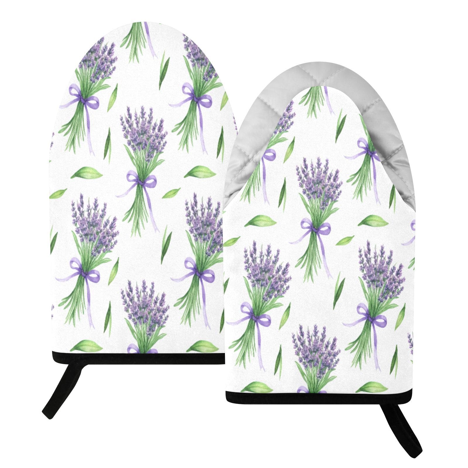 BURSTDDY Lavender Oven Mitt,Heat Resistant Kitchen Mitts for Cooking