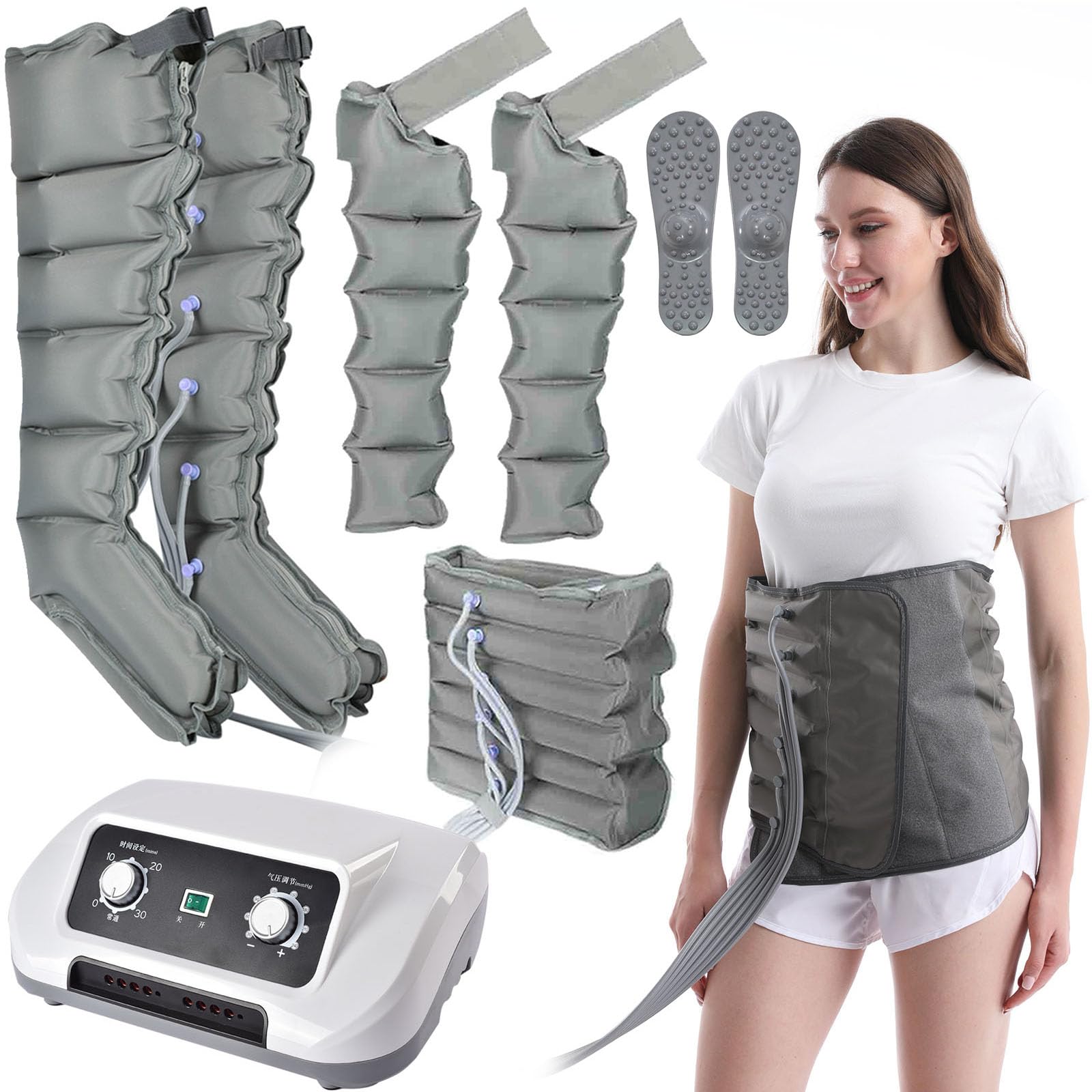 Pressoterapia per Casa per Gambe E Addome, Apparecchio Pressoterapia Linfodrenaggio Glutei Gambe Addome, Macchinario Pressoterapia Professionale 4 6 8 Camere d'Aria, Macchina Drenante Gambe