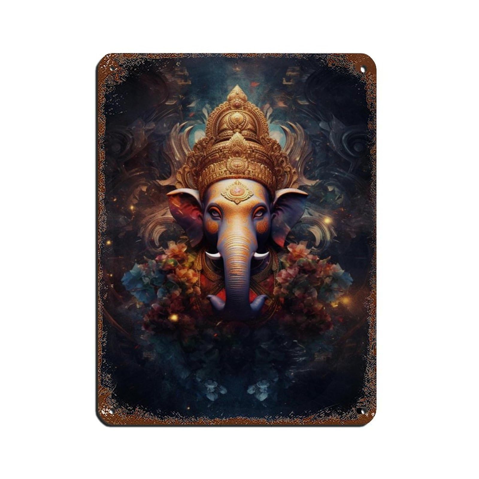Hindu Ganesha Decor (3) Retro Poster Metal Tin Sign Chic Art Retro Iron Painting Bar People Cave Cafe Family Garage Poster Wall Decoration 12x16inch(30x40cm)