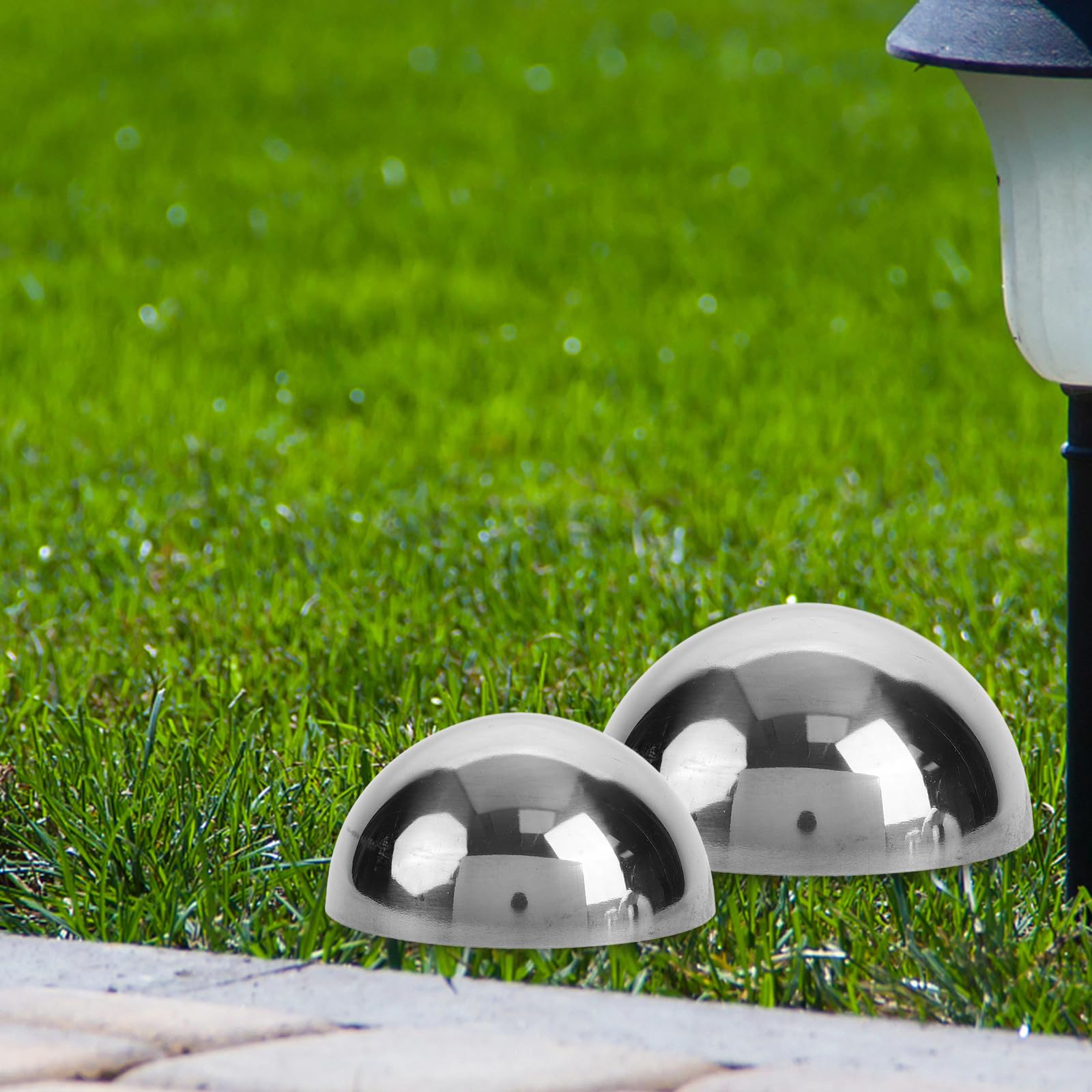 POPETPOP Edelstahl Gartenkugeln 12 Stück Reflektierende Halbkugeln Polierte Außendekoration für Terrasse Teich und Freibad Verschiedene Größen Wetterfest und Modern