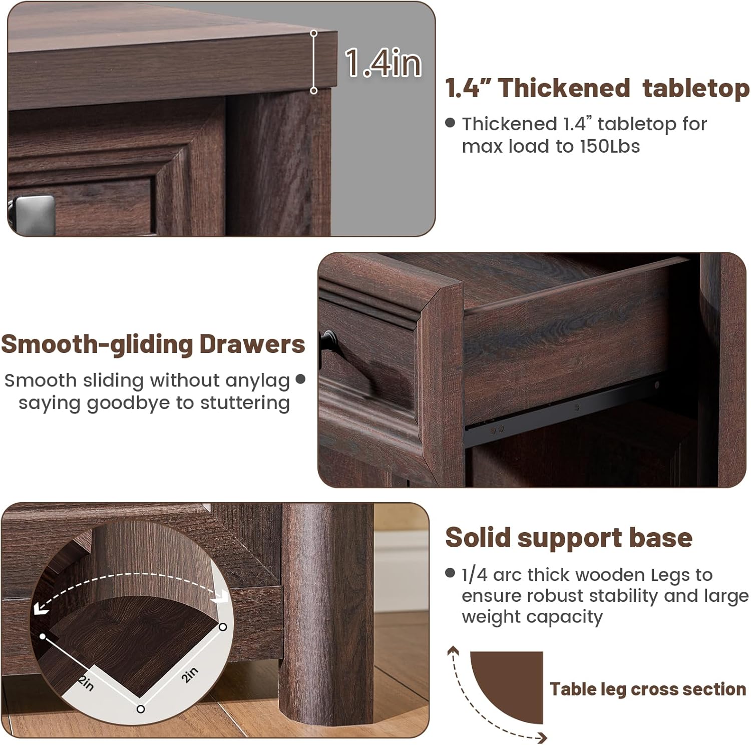 Farmhouse Sideboard Buffet Cabinet with Storage, Walnut Coffee Bar with Adjustable Shelves & 4 Doors, Wood Credenza Kitchen Storage Cabinets Console Table for Living Room, Entryway