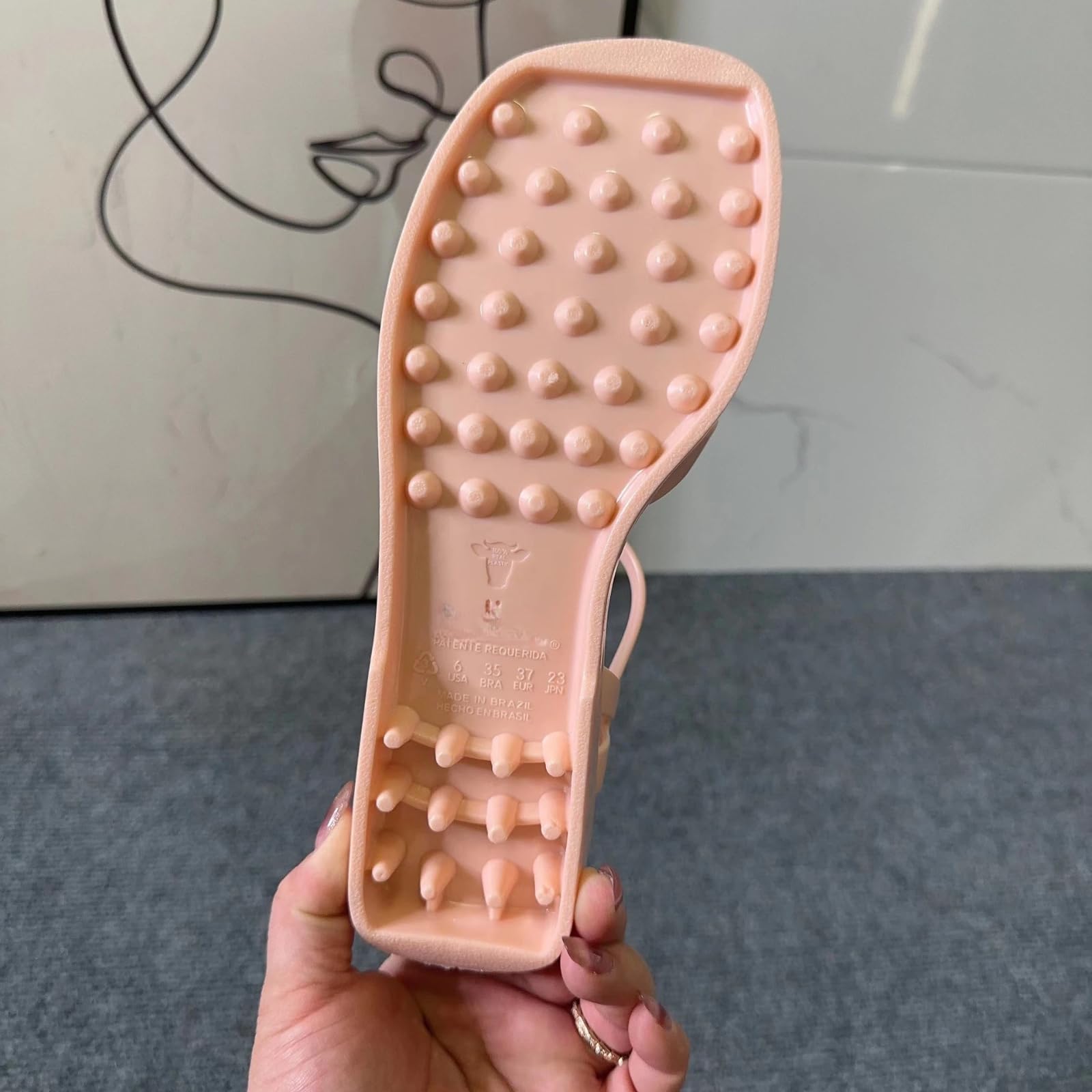 RXZCHH Sandalias Planas Romanas con Punta Cuadrada para Mujer, Zapatos de gelatina calados, Sandalias Informales de Verano para Playa, Talla única pequeña (púrpura, 39)