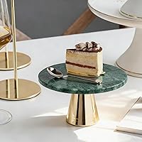 Gleamaus 7.8" Green Natural Marble Cake Stand - Elegant Round Tray for Desserts, Jewelry, Decor & Parties