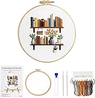 CZFSWT Beginner Embroidery Kit: Cross Stitch Starter Set with 20cm Bamboo Hoop, Threads, Needles & Instructions for Home Decor Gifts
