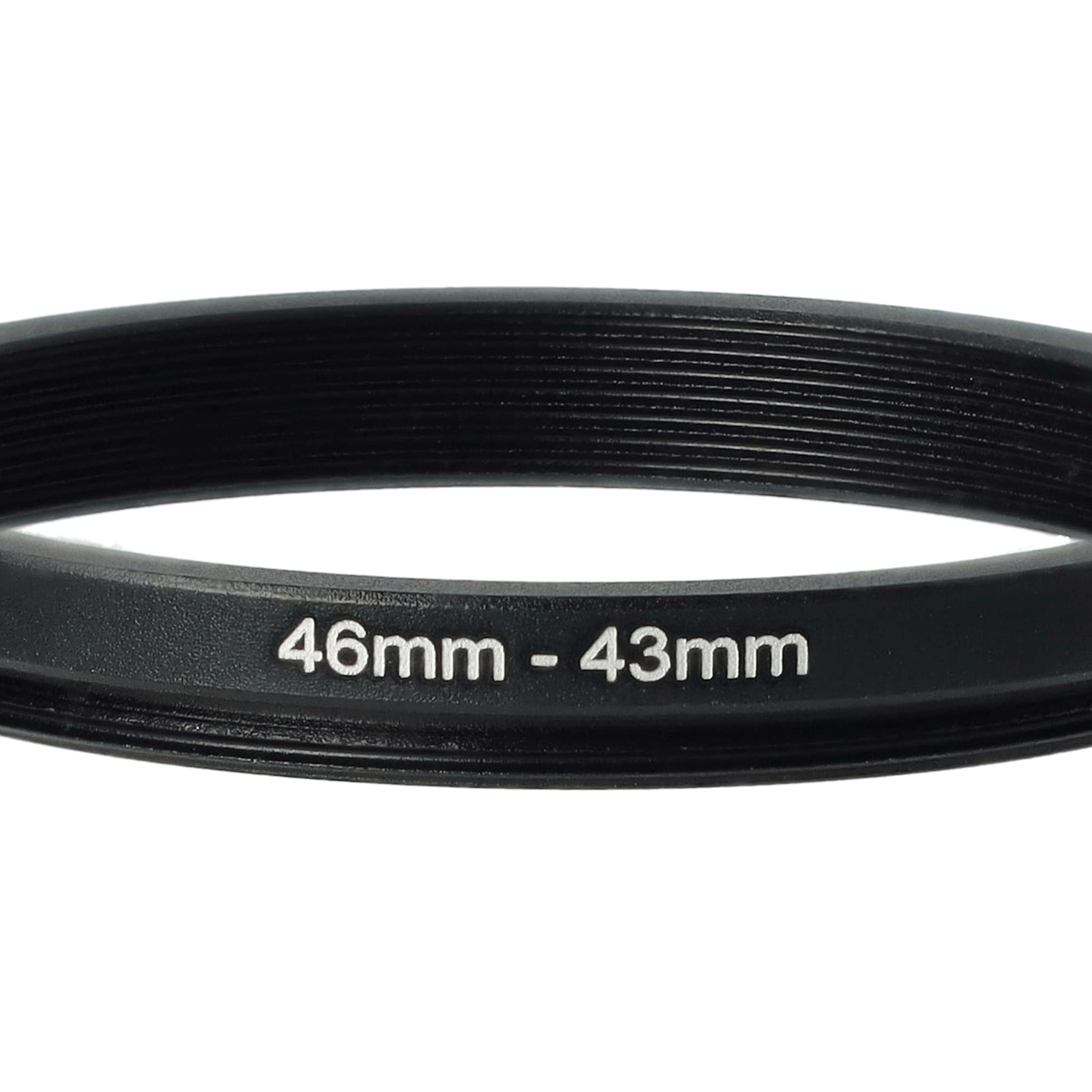 vhbw Step-Down-Ring adapter od 46 mm do 43 mm do obiektywu aparatu | Adapter filtra, metal czarny