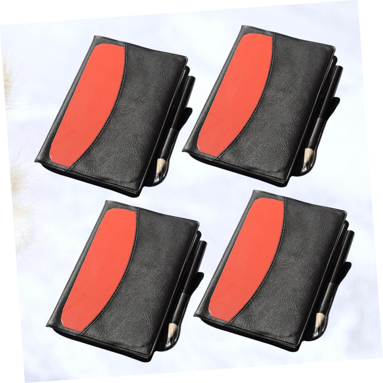 Yardwe Referee Soccer Set 4 Pack Red Yellow Warning Cards Pencil Scorebook Leather Case
