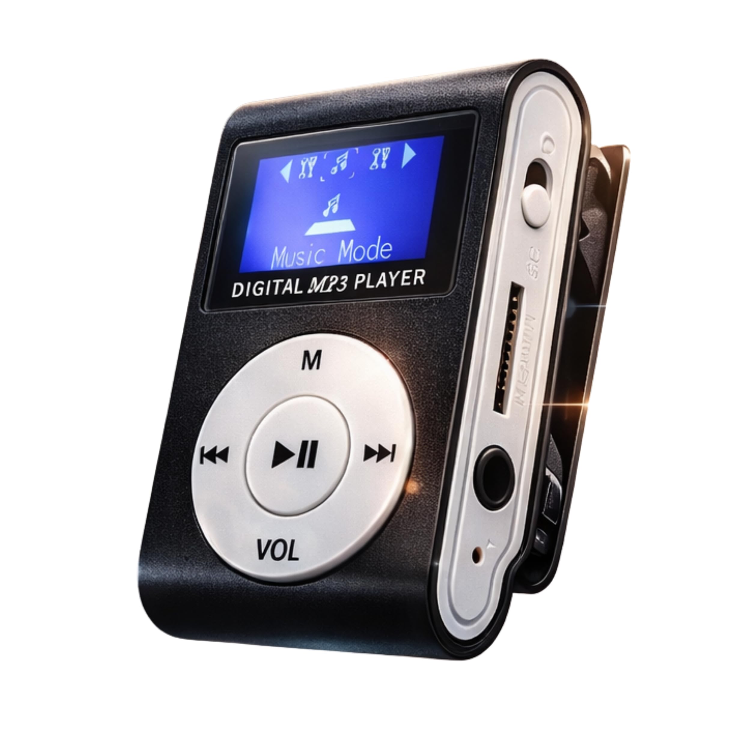 Drumstone Portable Mini MP3 Player Black Edition, Small Digital Music Player with Display for Sports, Walking & Everyday Entertainment