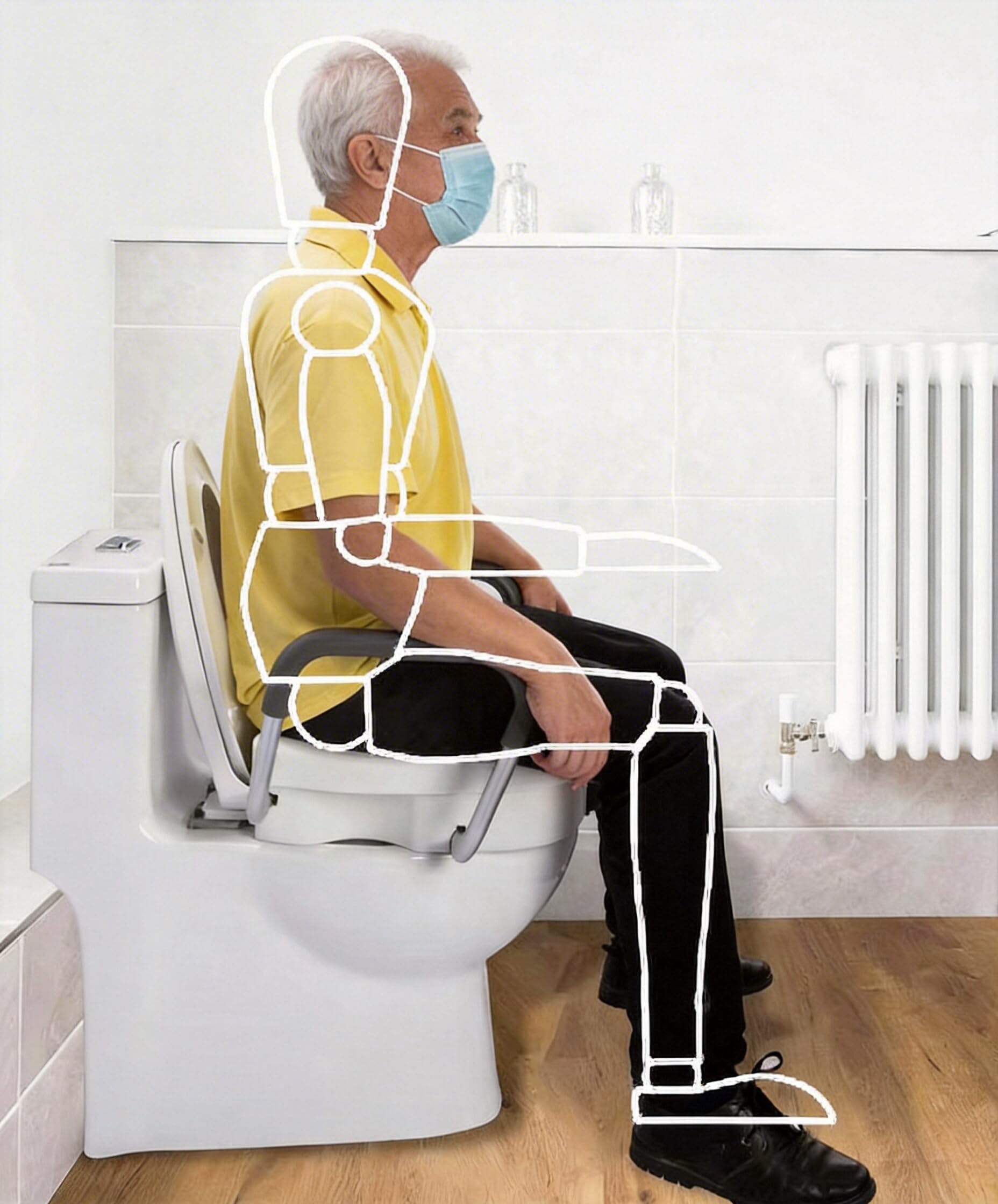 Asiento de inodoro elevado con asas, asientos de inodoro elevados de 4.7 pulgadas para ancianos y personas mayores, elevador de asiento de inodoro para discapacitados y recuperación postoperatoria