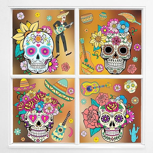 Miniatura 2 de Adhesivos para ventana de Halloween, decoración de fiesta de Halloween, suministros de decoración del Día de los Muertos, calcomanías para ventanas