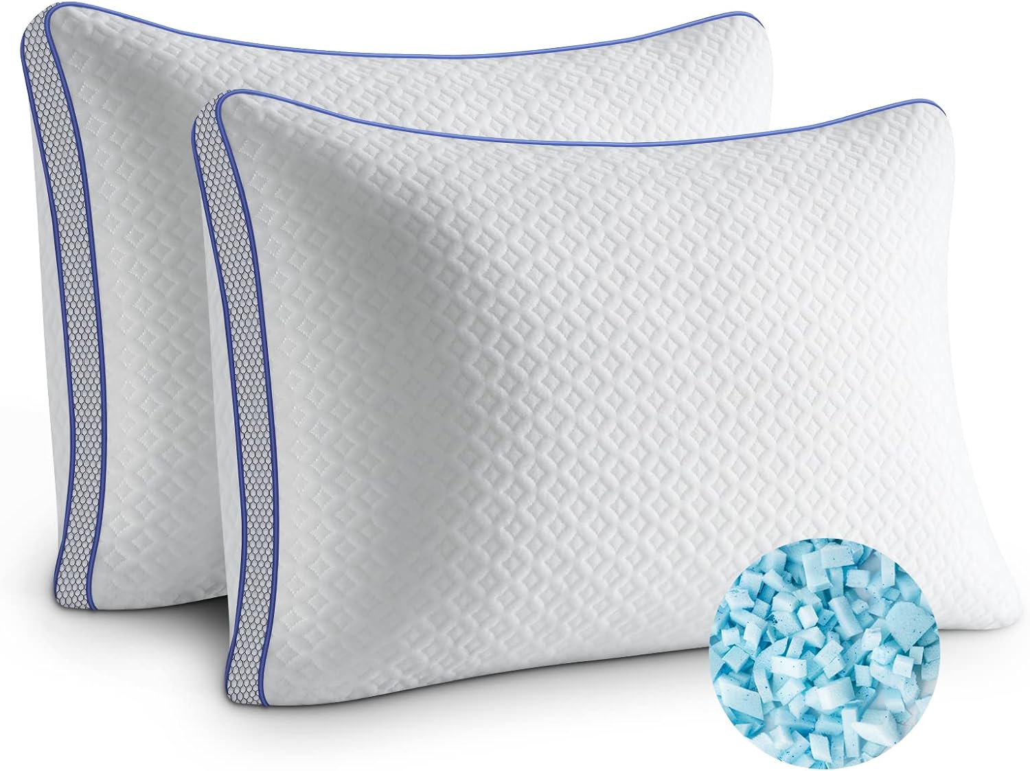 BedStory Memory Foam Pillows Queen Size 2 Pack, Cooling Shredded Gel