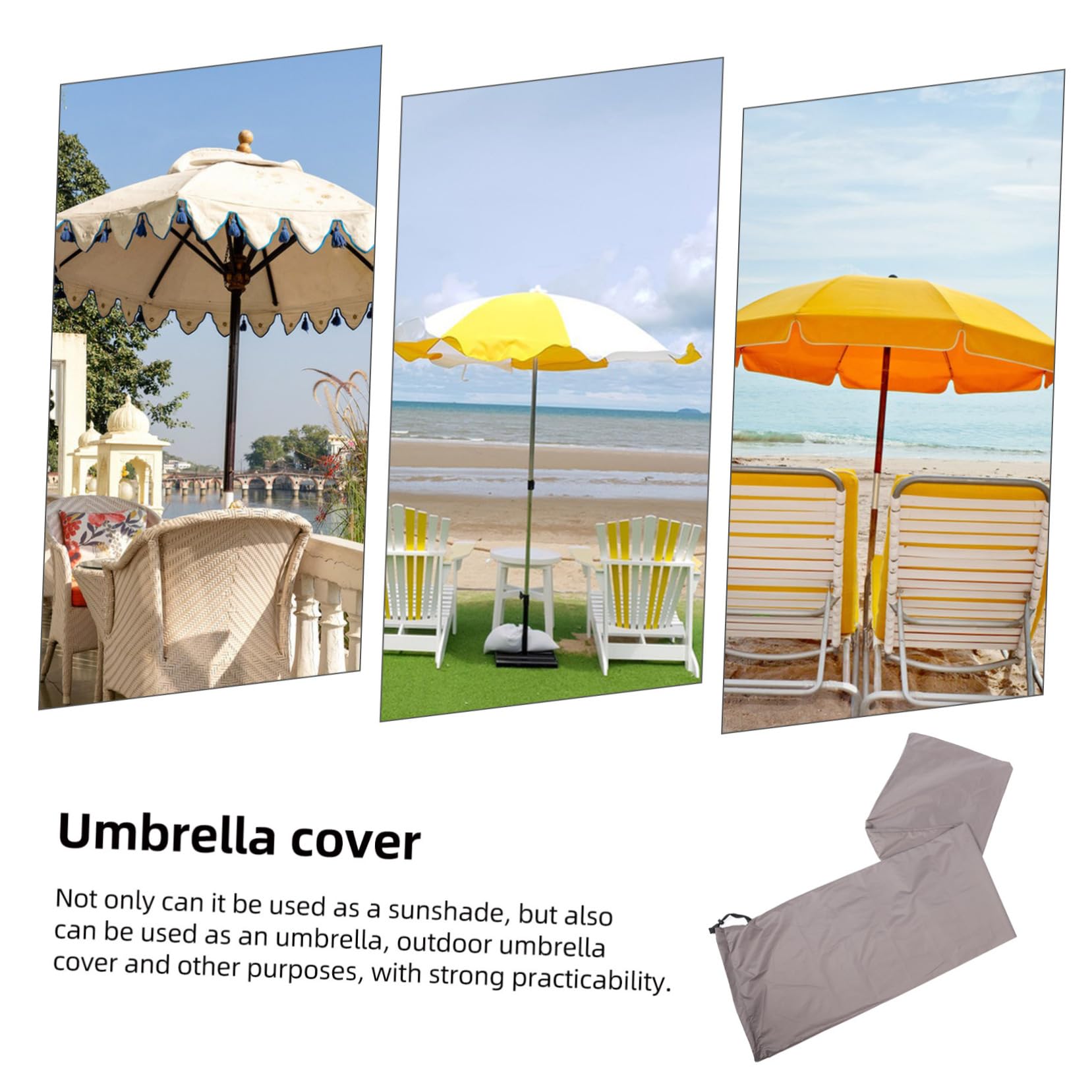 Duży pokrowiec na parasol tarasowy poliestrowy pokrowiec ochronny na parasol przeciwsłoneczny srebrny pokrowiec na parasol ogrodowy pokrowiec na meble ogrodowe