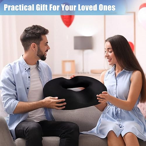 Miniatura 7 de Cojín de asiento de almohada con forma de dona, cojines de silla de dona para embarazo posparto y hemorroides, cojín de alivio del dolor de coxis,