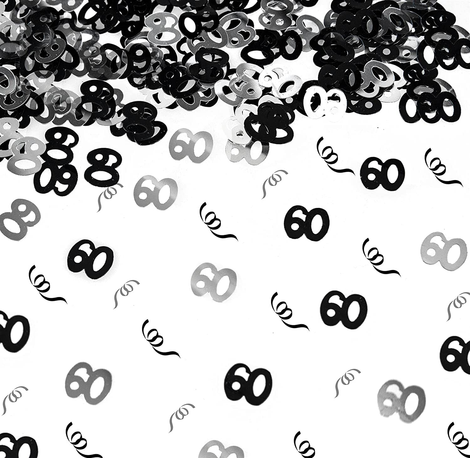 SHATCHI 60th Glitz Foil Birthday Black Confetti 14g Wedding Anniversary Table Decorations