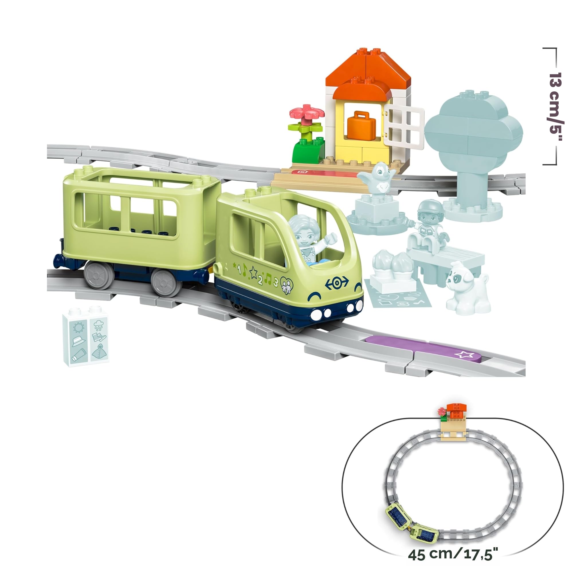 LEGO DUPLO Interaktive Abenteuer-Eisenbahn - Lernspielzeug für Kleinkinder ab 2 Jahren – 14 Gleisstücke, Aktionssteine mit Geräuschen und 4 Spielfiguren – Geschenkidee für Jungen & Mädchen - 10427