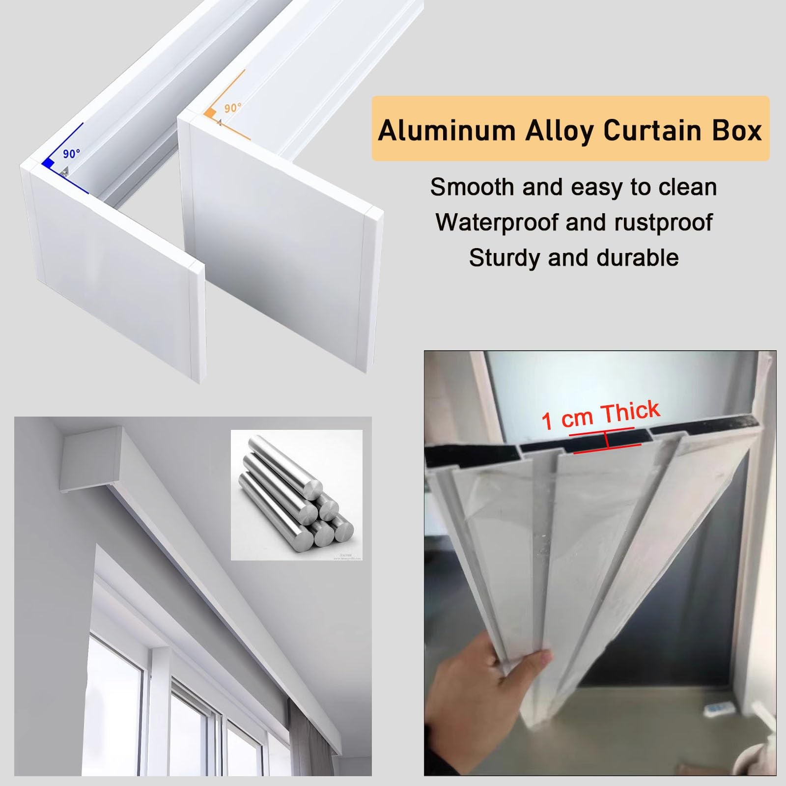 Mantovana oscurante per finestra montata a soffitto, 11,4 cm di altezza e copertura per asta quadrata, per camera da letto e bagno, 10 cm di altezza x 10 m, elegante decorazione per la casa