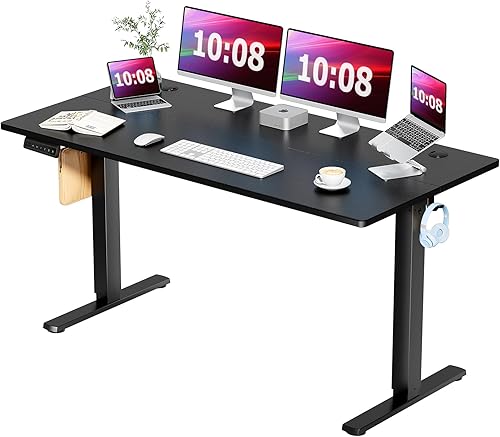 Smug Escritorio de pie eléctrico de altura ajustable, mesa de computadora para sentarse y levantarse de pie, 63 x 24 pulgadas, ergonómica elevación