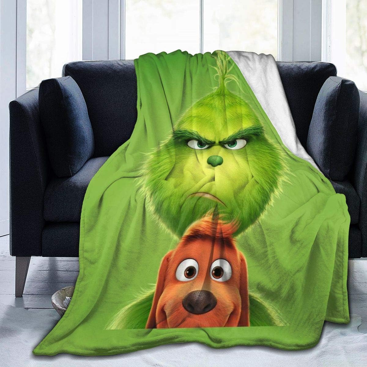 NiceTopp Super Soft Cozy Blanket Winter Warm Washable Throw How The Grinch Stole Christmas Decorative Flannel Plush Bedspread Lightweight Blanket for Bed Sofa Couch Travel Use