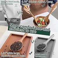 Vista 2 de Cucharas de madera para cocinar, juego de 2 cucharas de madera, cucharón de cocina, utensilios de cocina, antiadherentes, resistentes al calor