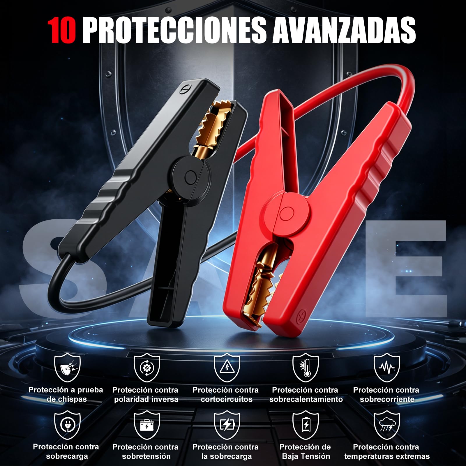 𝐎𝐟𝐞𝐫𝐭𝐚 𝐟𝐥𝐚𝐬𝐡 𝟭𝟬𝟬𝟬𝟬𝗔 Arrancador de Baterias de Coche - Arrancador de Coches Portatil(10L Gas & 9L Diesel), Booster Bateria Grand éCran LCD y Linterna LED, Car Jump Starter, Upgrade