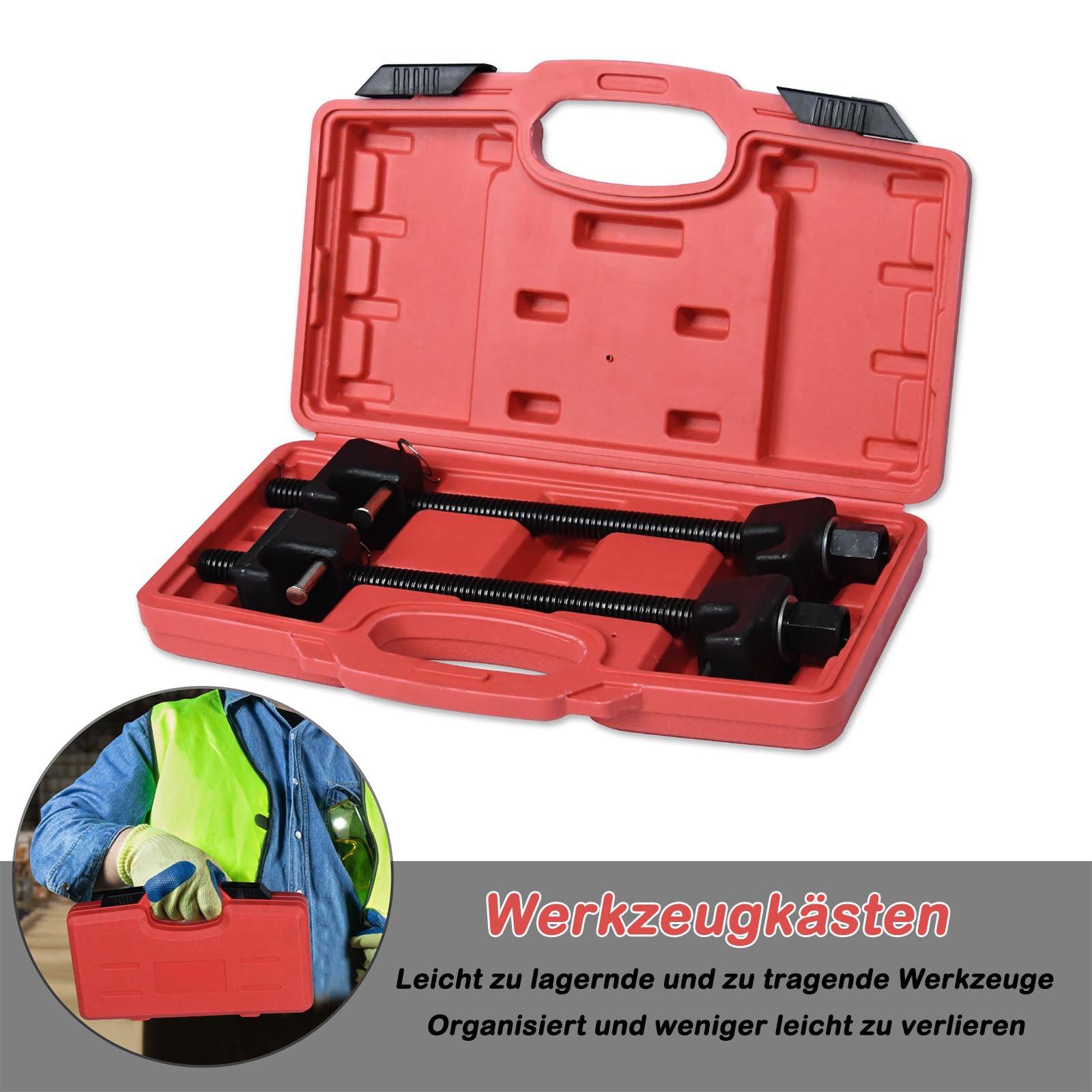 LARS360 Set di 2 tenditori a molla professionali per auto, con valigetta, 300 mm, tuning, set di molle, larghezza massima 260 mm