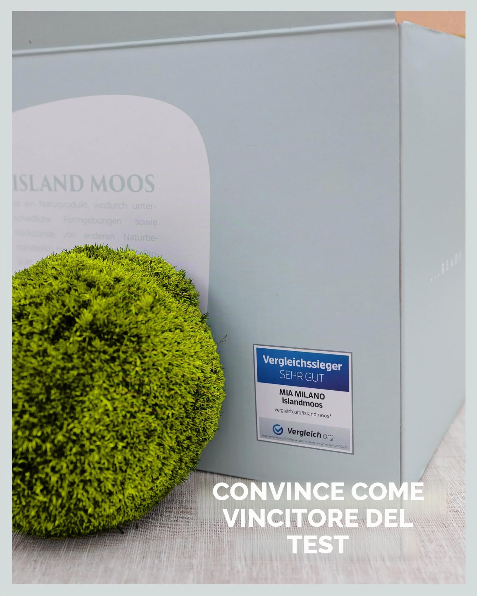 Mia Milano I Muschio Sferico Conservato Verde Chiaro I Muschio Naturale Islandese I Decorazione e Artigianato I 250 g