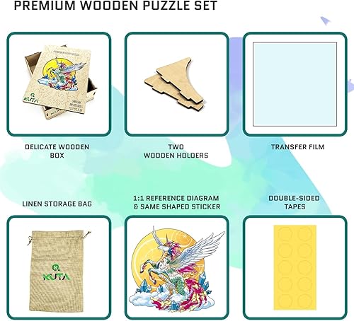 Miniatura 3 de KUTA Rompecabezas de madera, forma de animal única, juego con kits de montaje en pared para decoración, el mejor regalo para niños y adultos