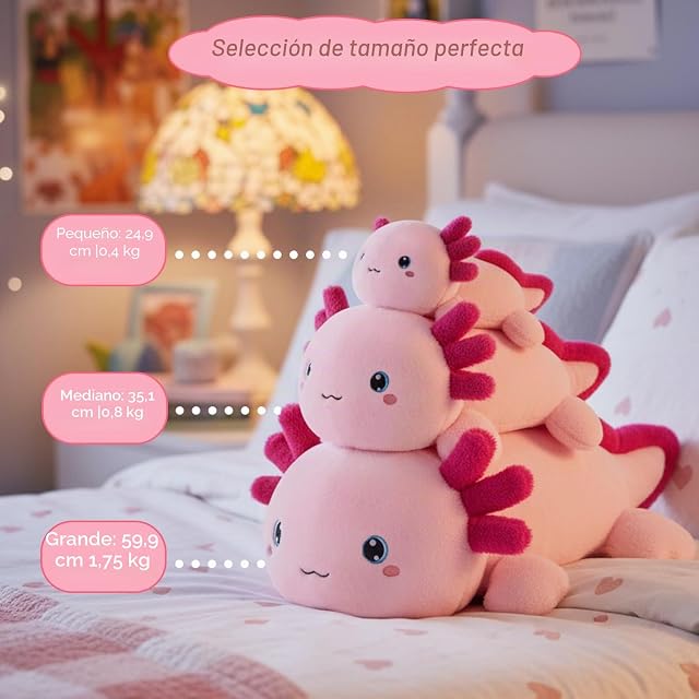 Foto 3 de 6 de SQEQE Axolotl - Cojín de Peluche con Peso para niños y Adultos, 35 cm