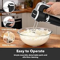 Vista 7 de 2-In-1 Hand Mixer Immersion Blender Electric Handheld, Portable Hand Blender Electric Mixer with Beater Dough Whisk & Blending Cup, Food Processor
